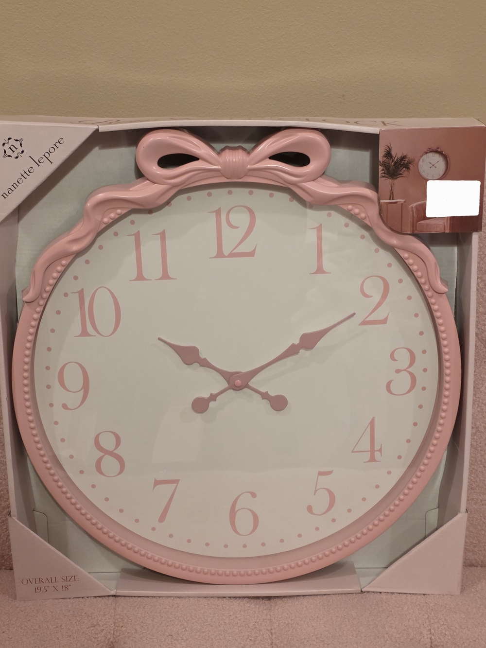 Nanette Lepore Pink Bow Wall Clock